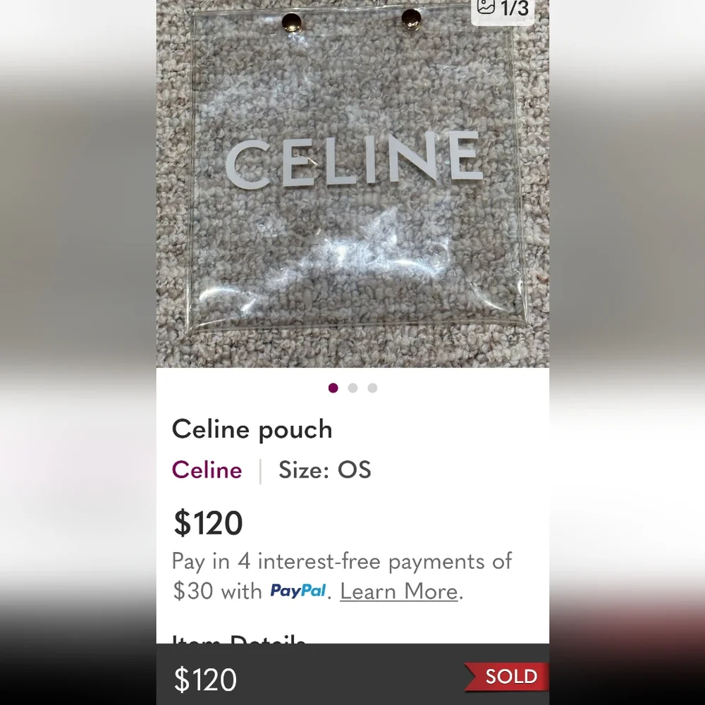 Celine Clear PVC/ Plastic Pouch 8